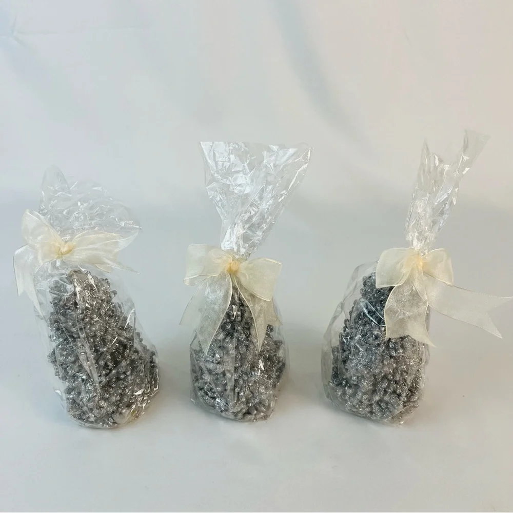 NEW Living Quarters Christmas Tree Candles - Silver Bling - Set of 3